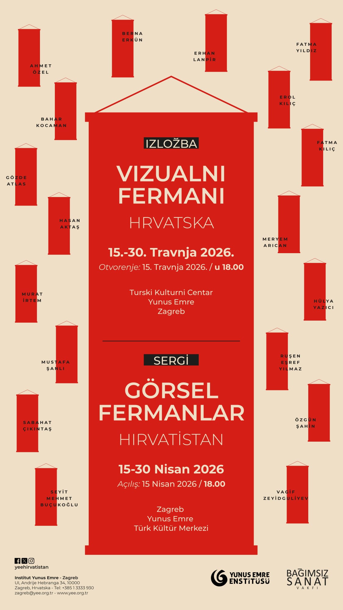 Görsel Fermanlar sergisi Bağımsız sanat Vakfı Hırvatistan Zagreb Nisan 2026